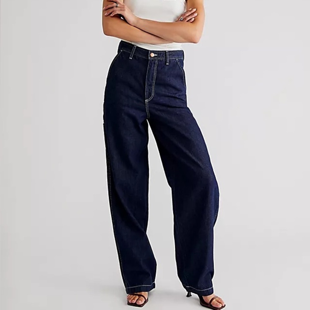 Wrangler Dark Blue High-Rise Wide Leg Jeans - Picture 11 of 16